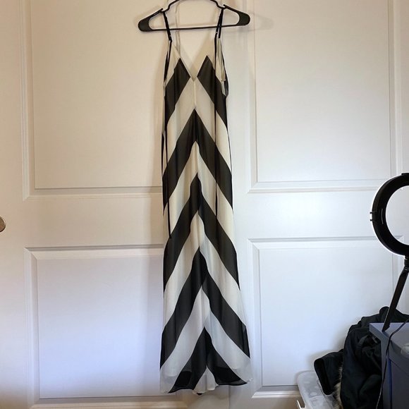 Christopher John Rogers for Target Chevron Sleeveless Slip Dress Black White 4 - Picture 2 of 11